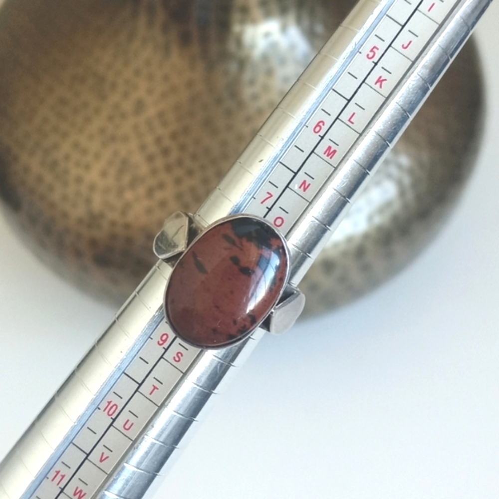 Vintage Red Jasper/ Mahogany Obsidian Cabochon Gemstone 925 Sterling Silver 8